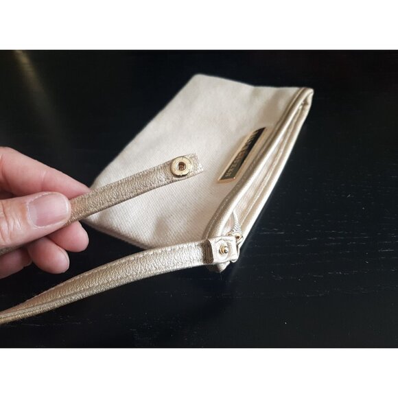 Ralph Lauren Canvas beige Gold Cosmetic Wristlet Wallet - Picture 4 of 4